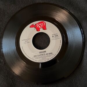 Vtg 7” vinyl single Eric Clapton- His Band Cocaine & Tulsa Time- 1981 RSO Record